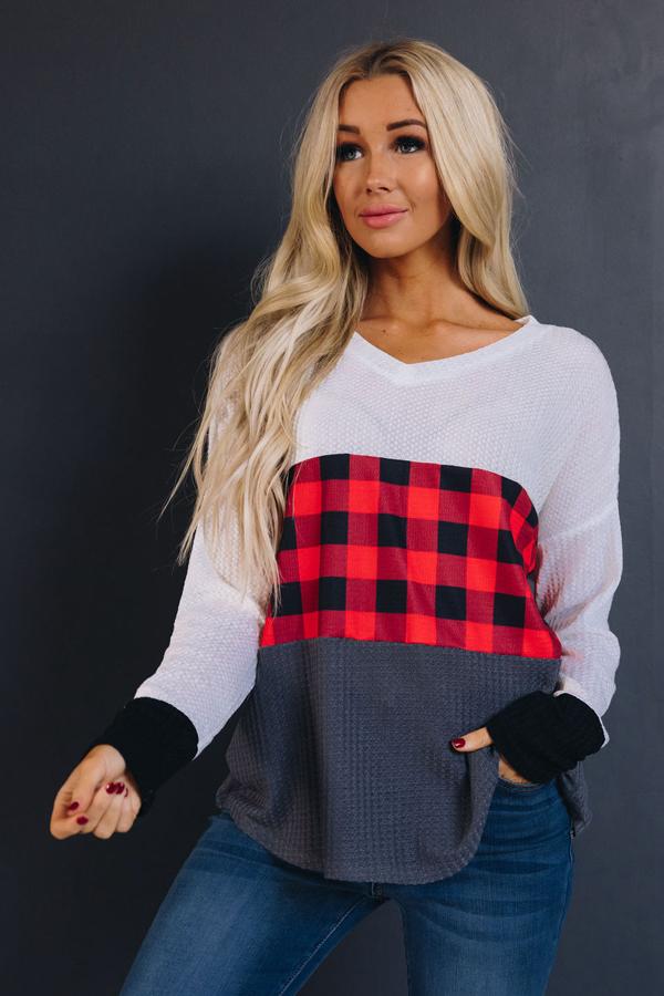 In Plaid Sight Long Sleeve Tee