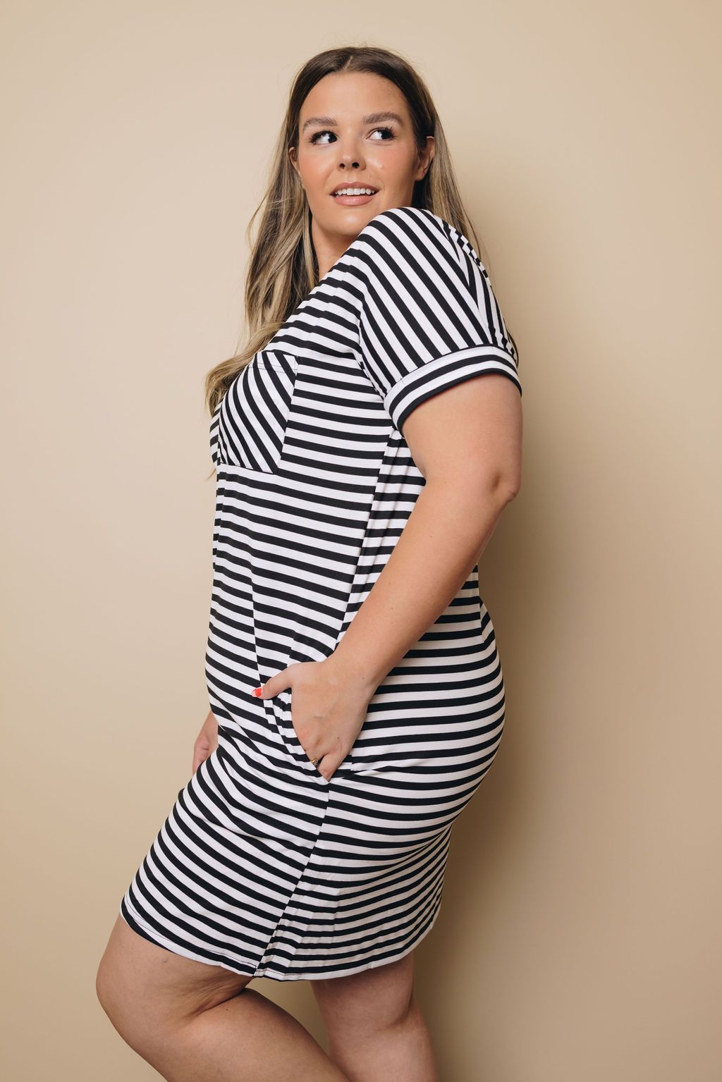 Plus Size - Tristian Striped Midi Dress