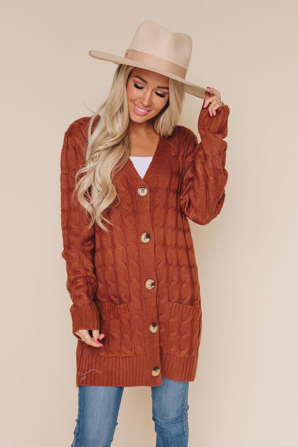 Golden Moon Knit Pocket Cardigan