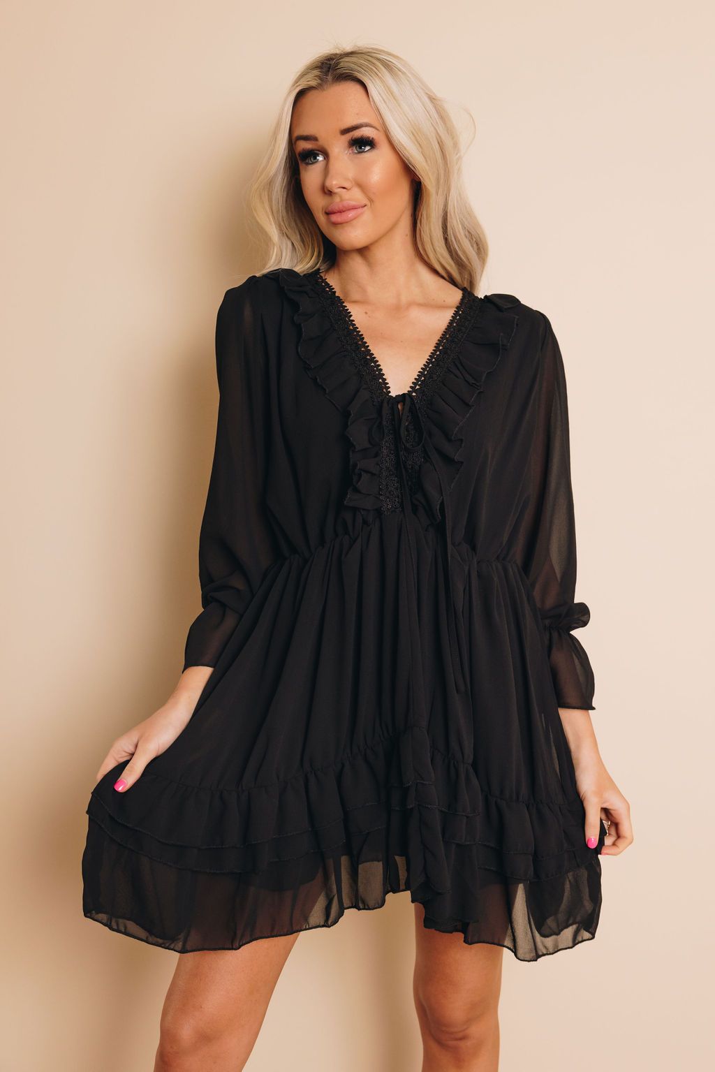 Annabella Lace Ruffle Dress