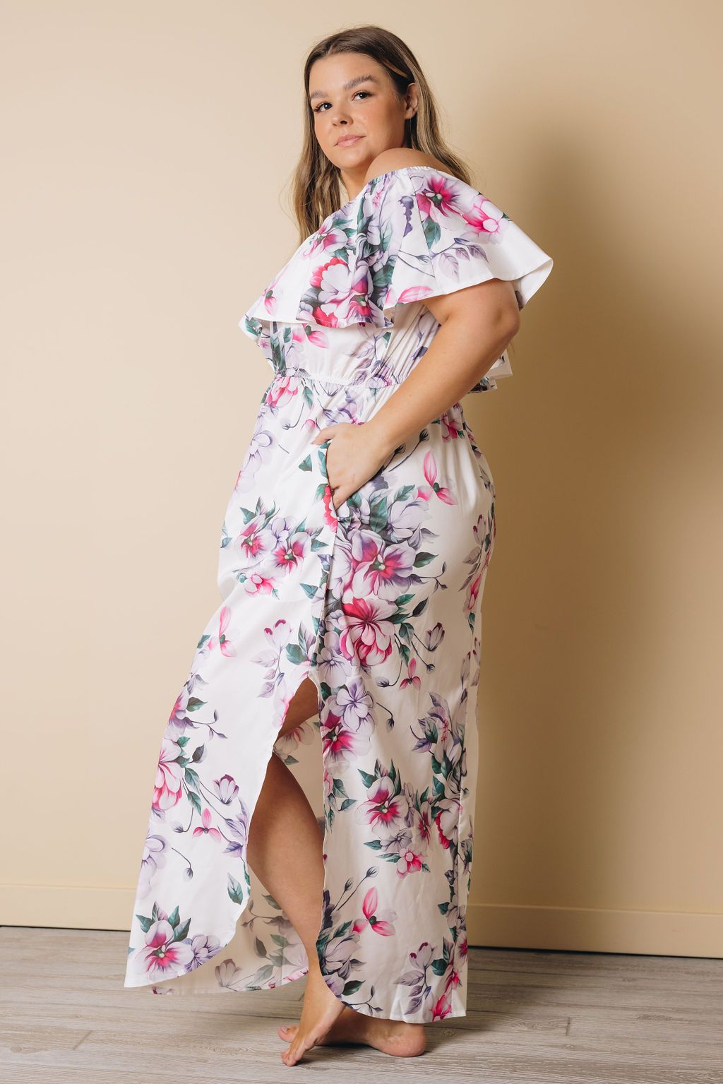Plus Size - Shanon Off The Shoulder Floral Dress