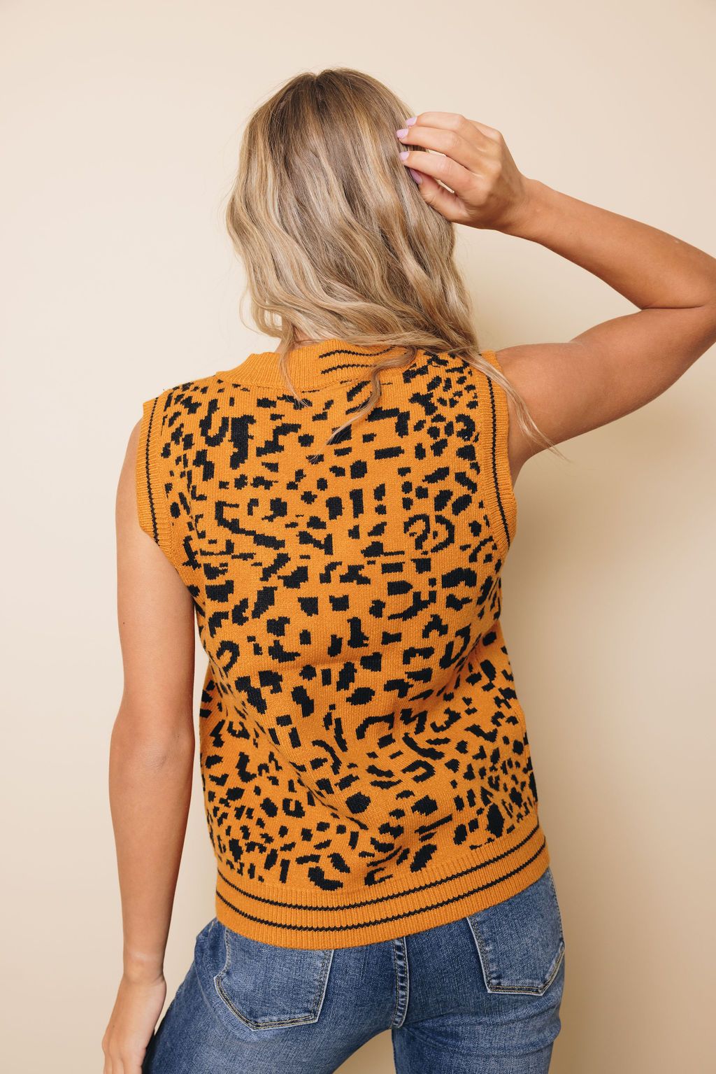 Edith Leopard Knitted Vest