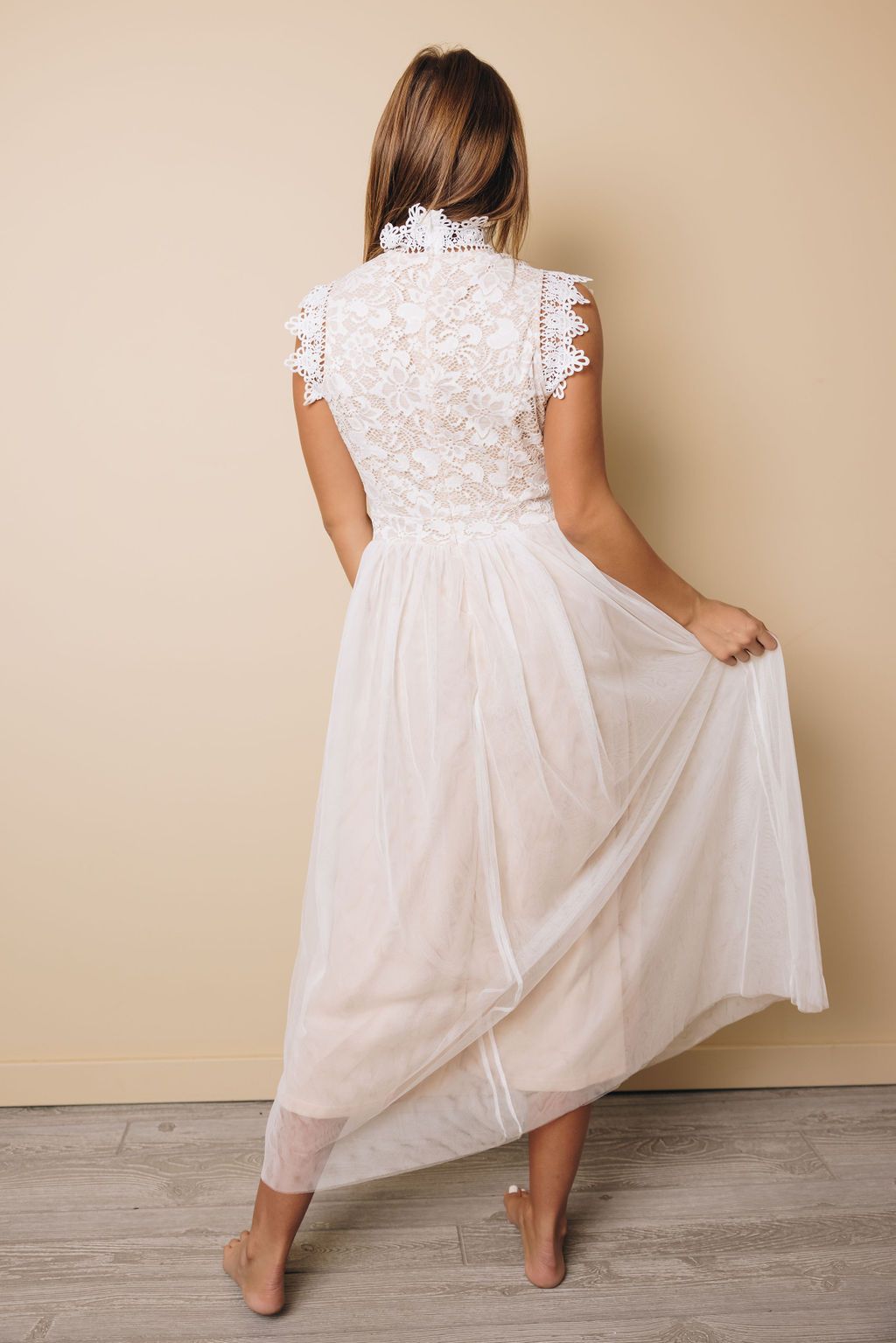 Almond Crochet Lace Dress