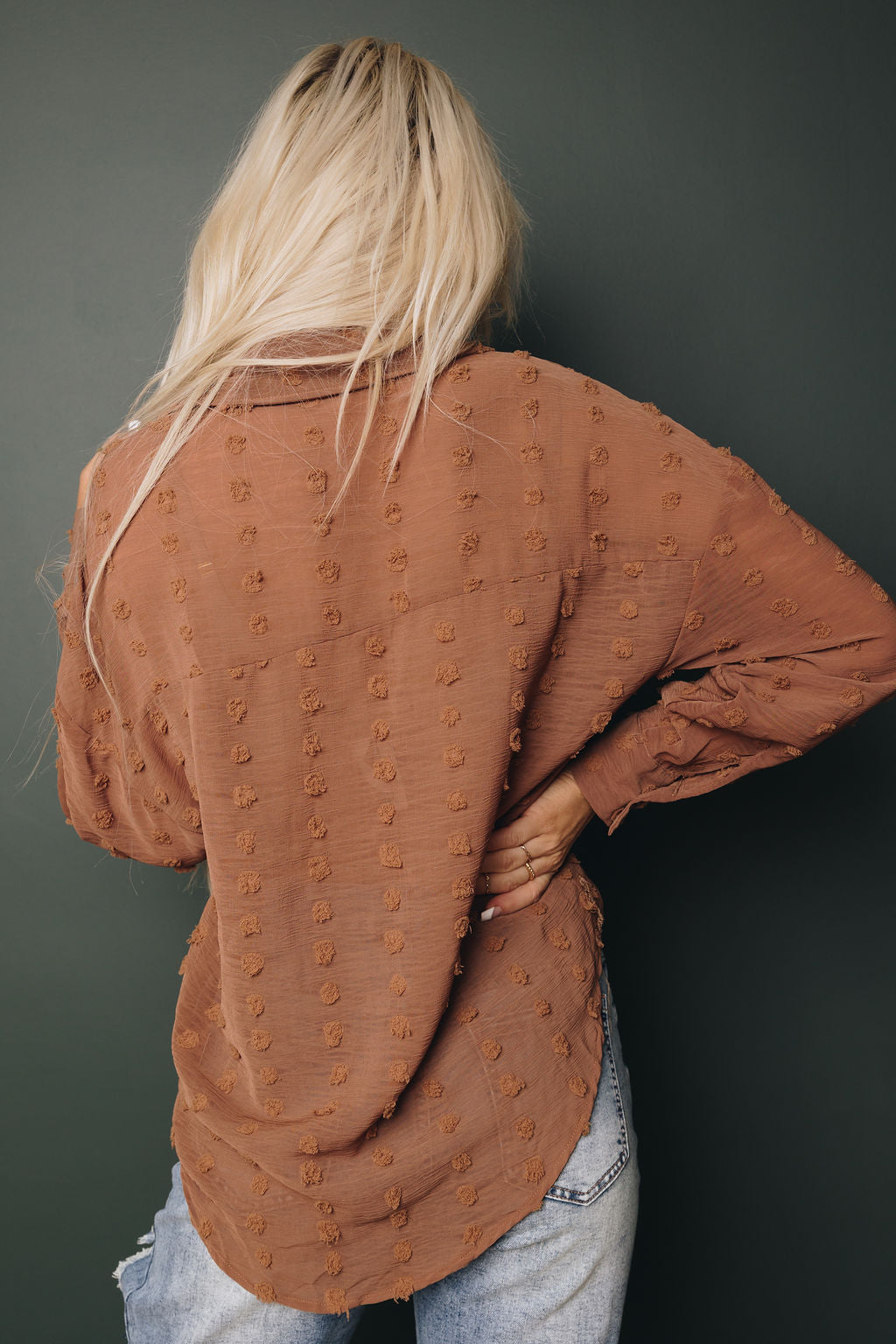 Hilly Swiss Dot Button Up Top