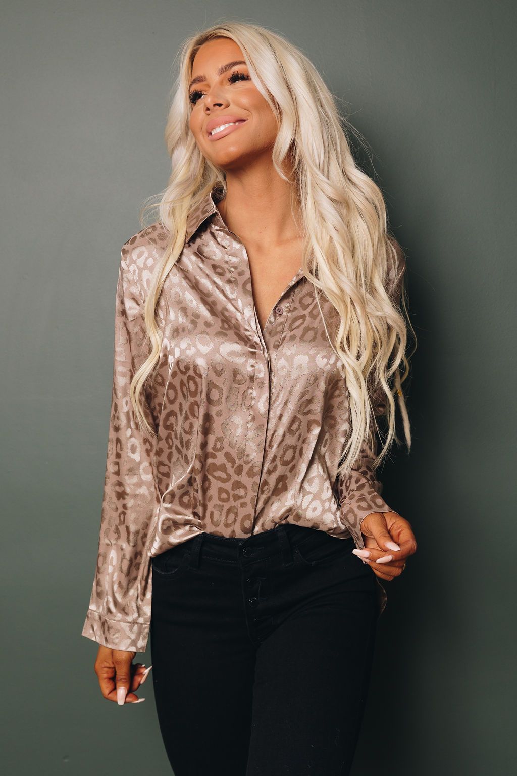 Tiger King Leopard Button Up Top