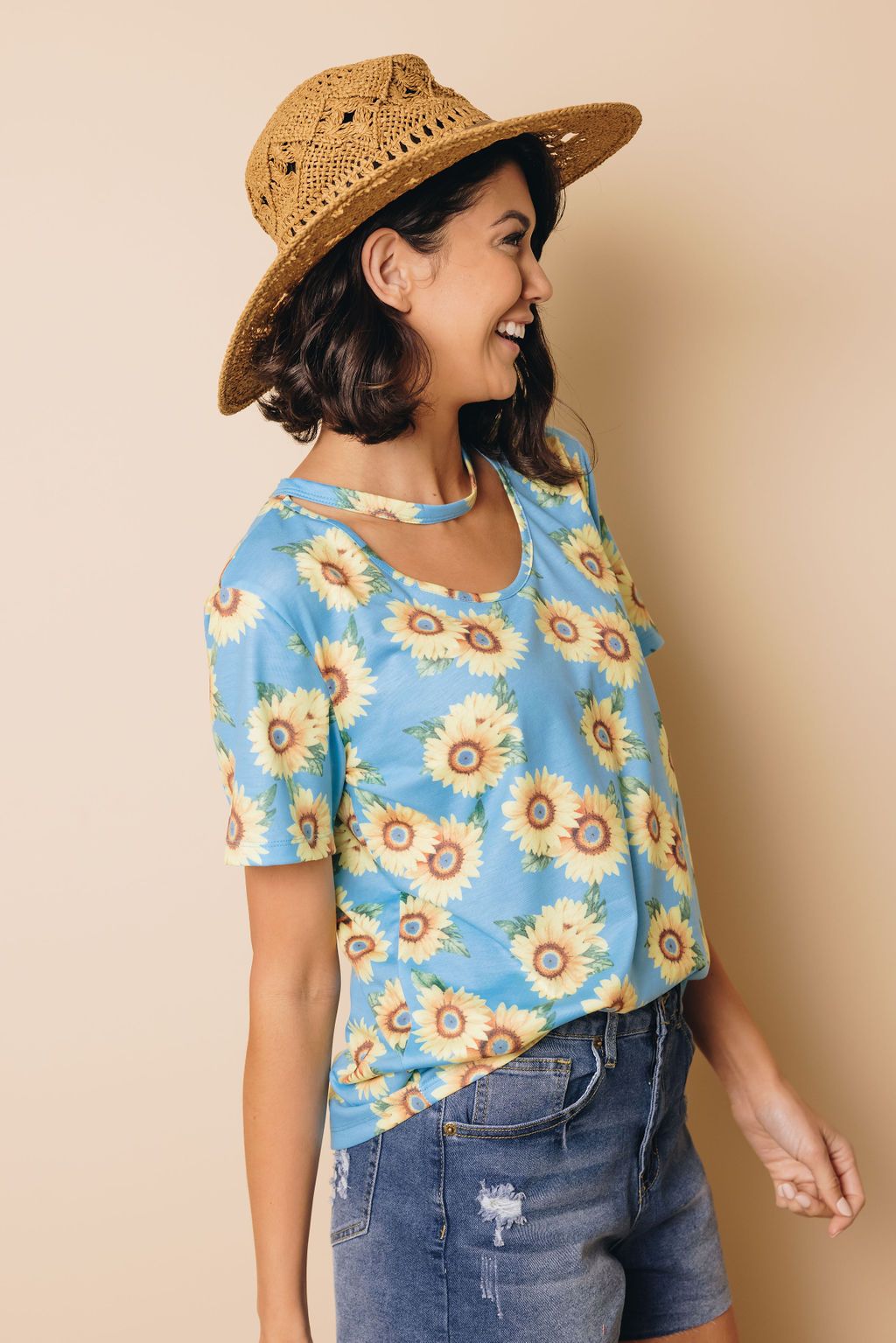 Jessa Sunflower Hollow Out Top