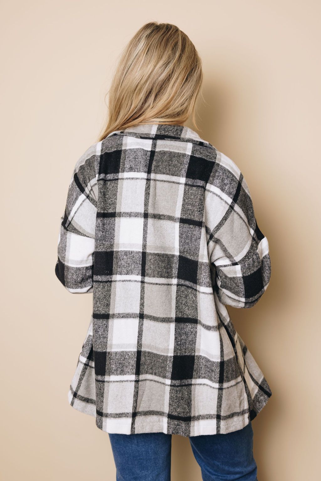 Plaid Print Buttoned Shirt Jacket