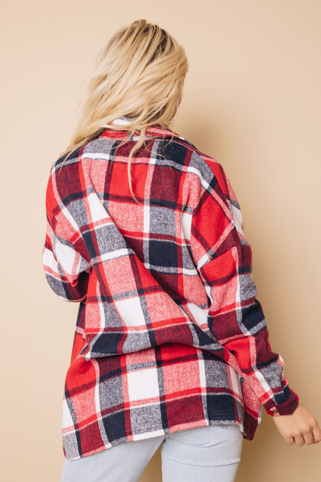 Plaid Print Buttoned Shirt Jacket