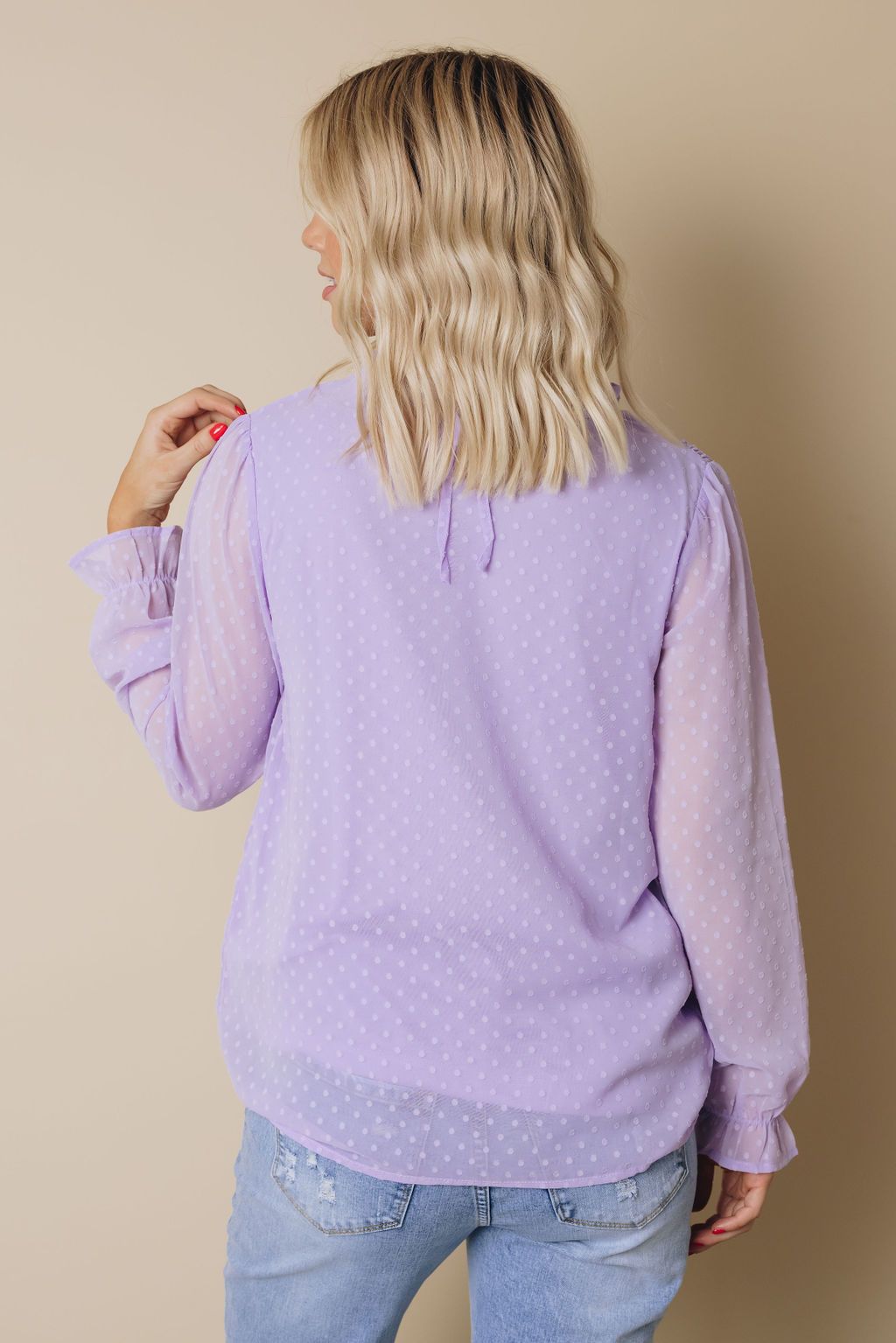Denna Swiss Dot Long Sleeve Top