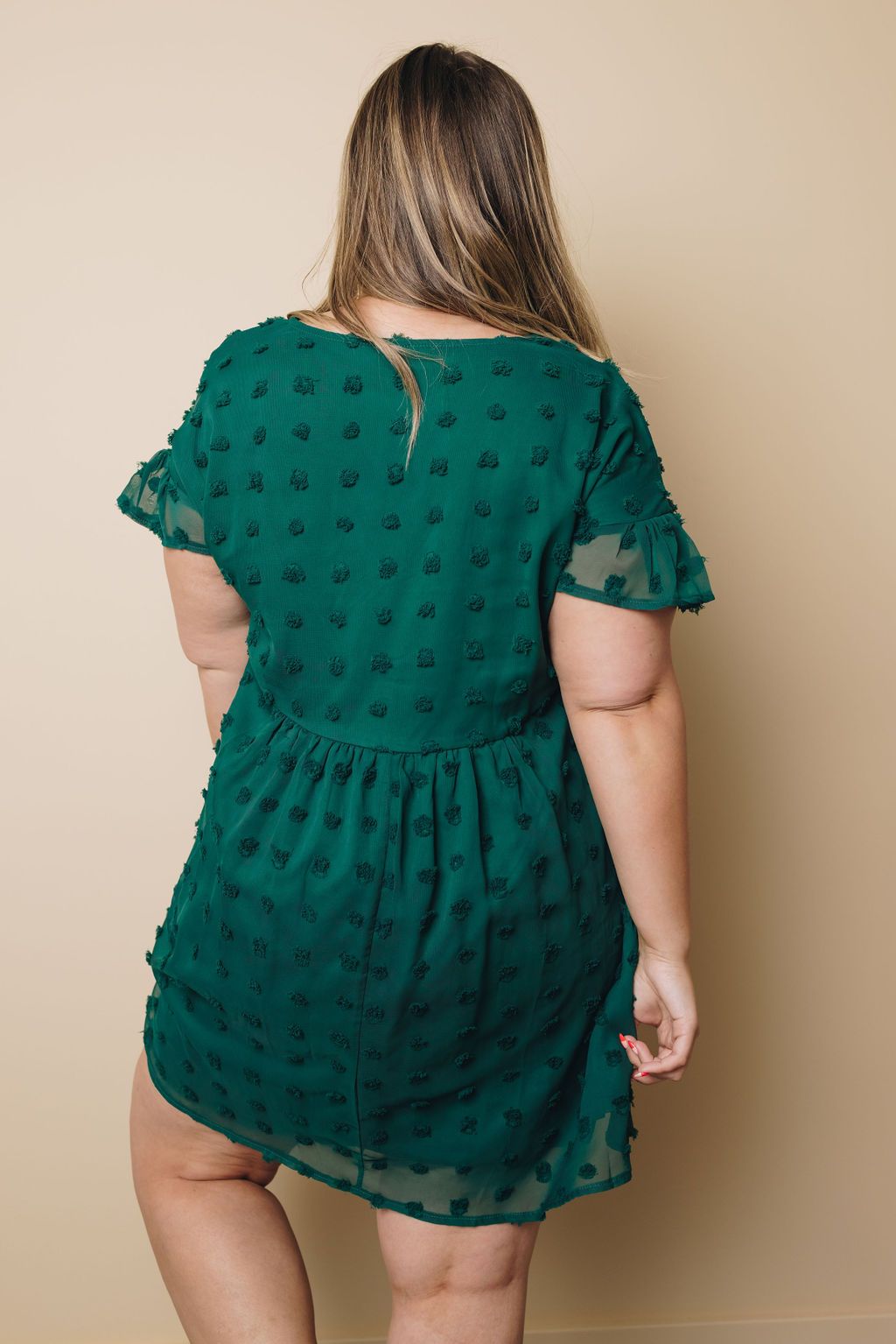 Plus Size - Darlene Swiss Dot Midi Dress