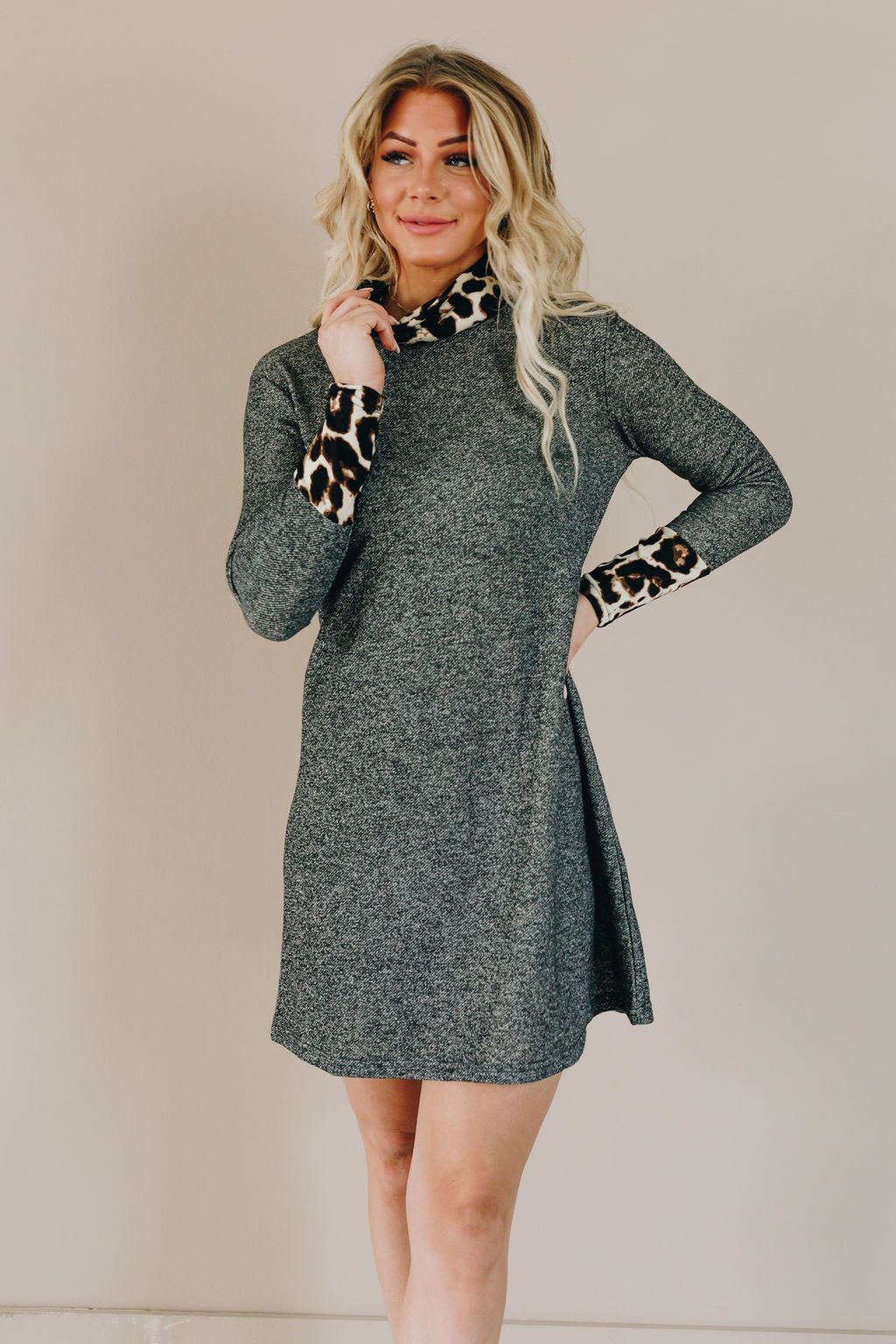 Get Loud Leopard Accent Midi Dress