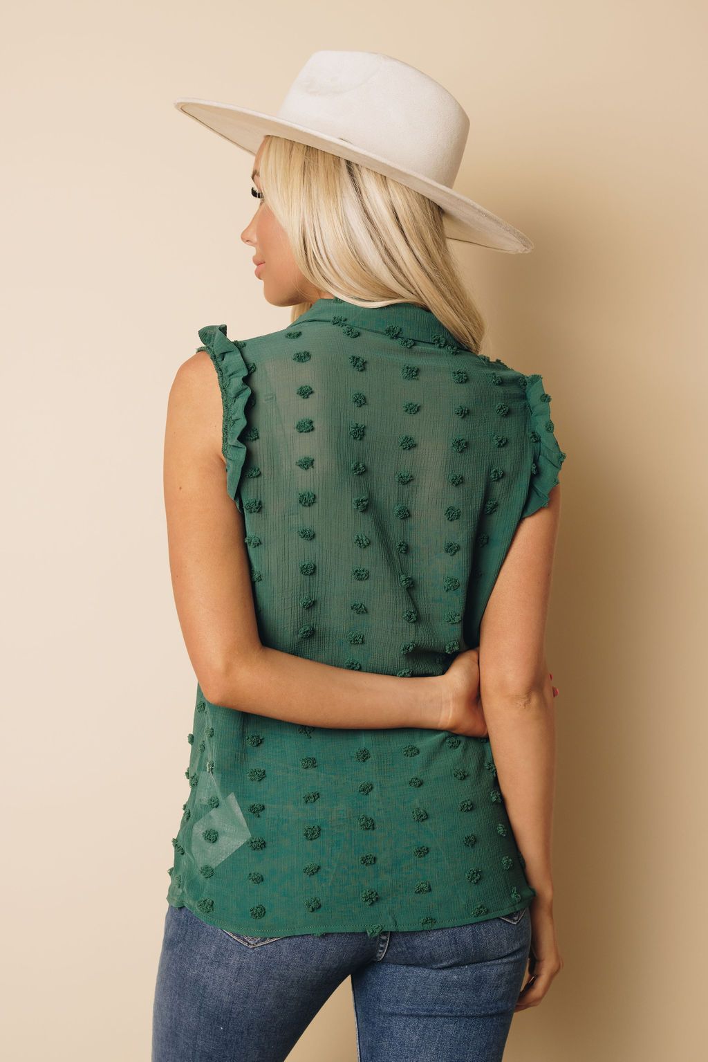 Hyde Collar Ruffle Polka Dot Tank