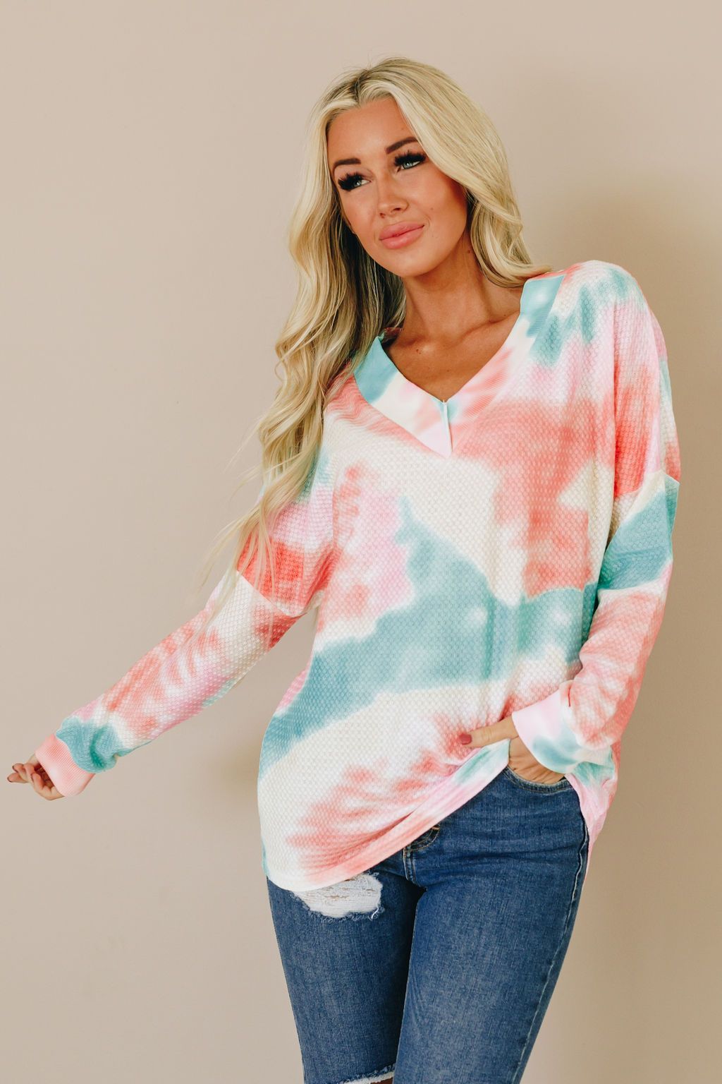 All You Need is Love Tie Dye Thermal Top
