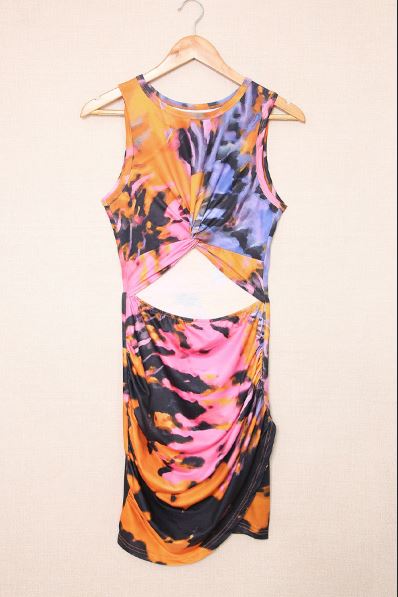 Hollow Out Wrap Tie Mini Dress