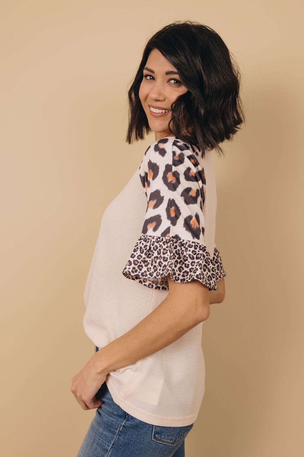Lenny Leopard Ruffle Sleeve Top
