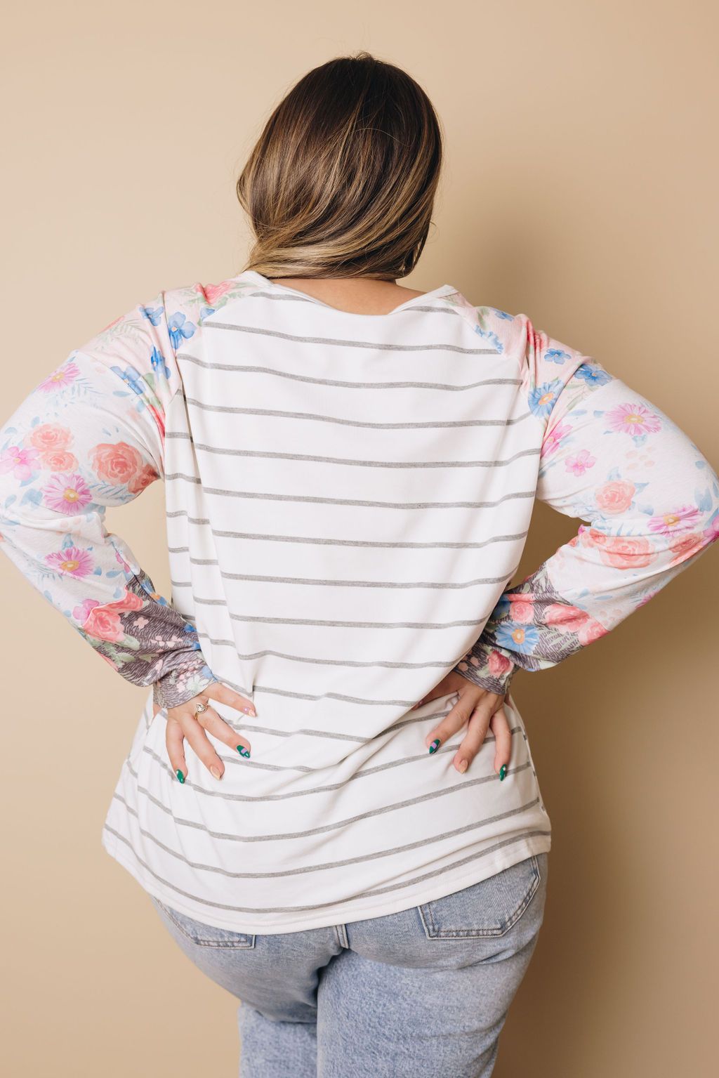 Plus Size - Charity Floral Long Sleeve Top