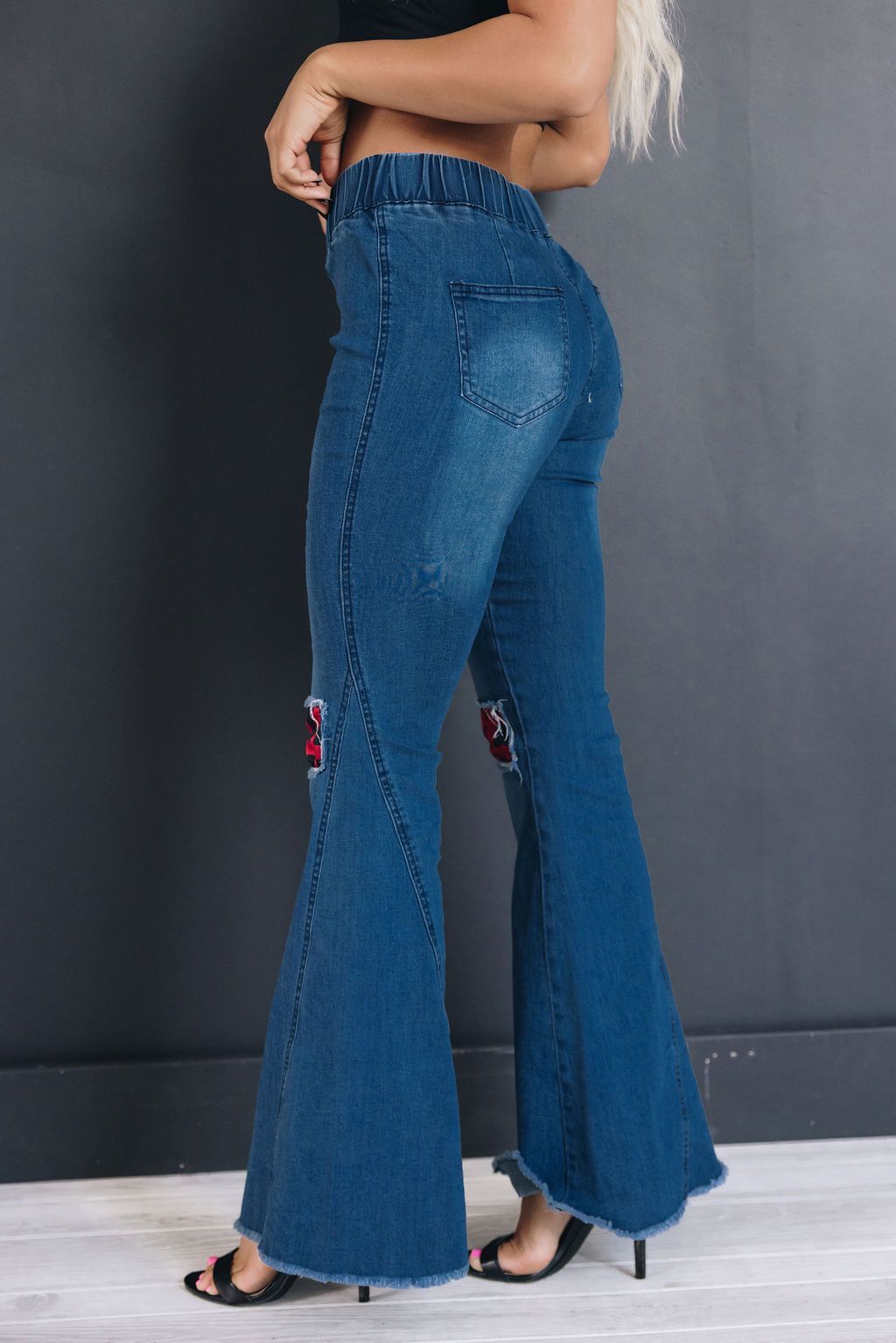 Be Happy Patched Flared Denim