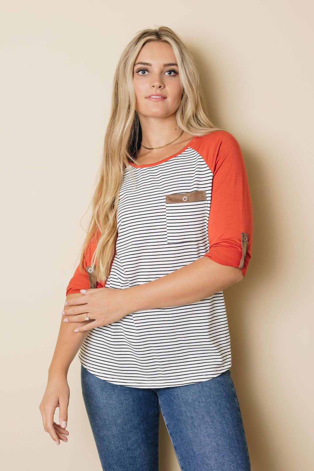 Cindy Striped Top with Pocket