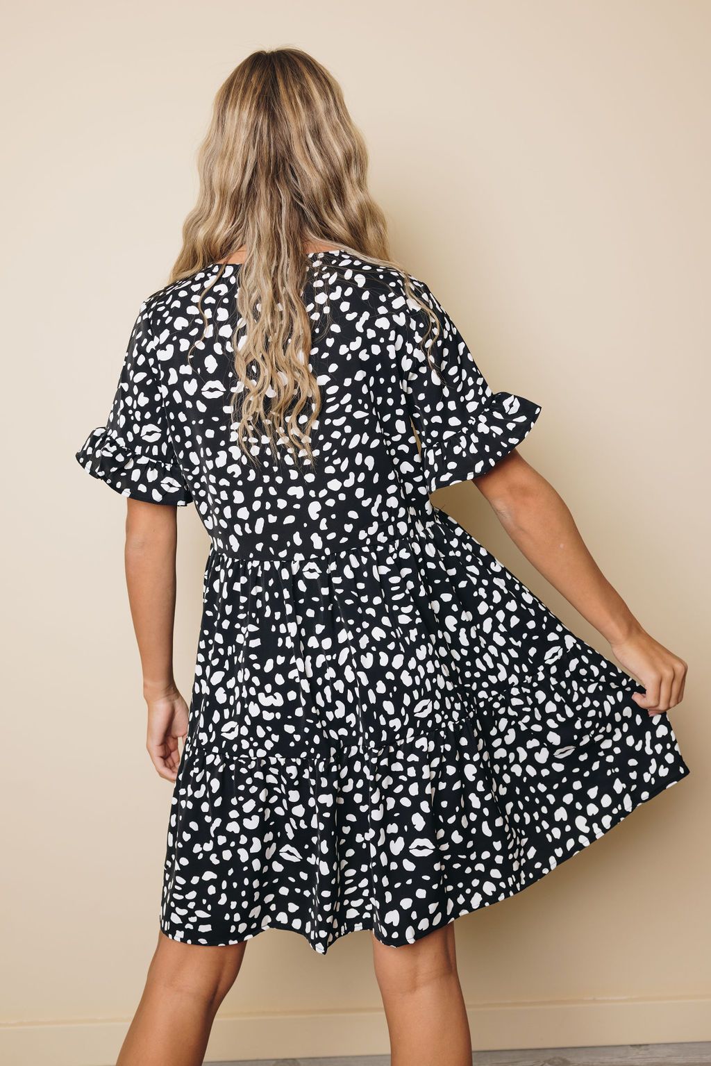 Ruffled Mini Dress with Buttons