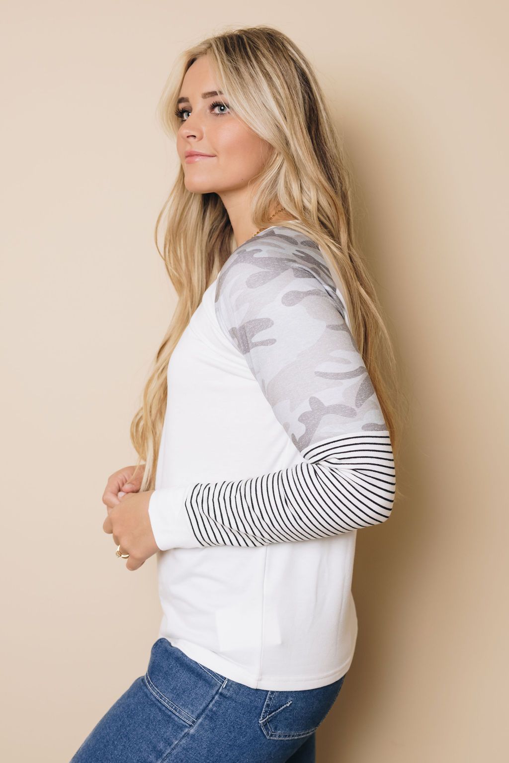 Ellen Camo Patchwork Top