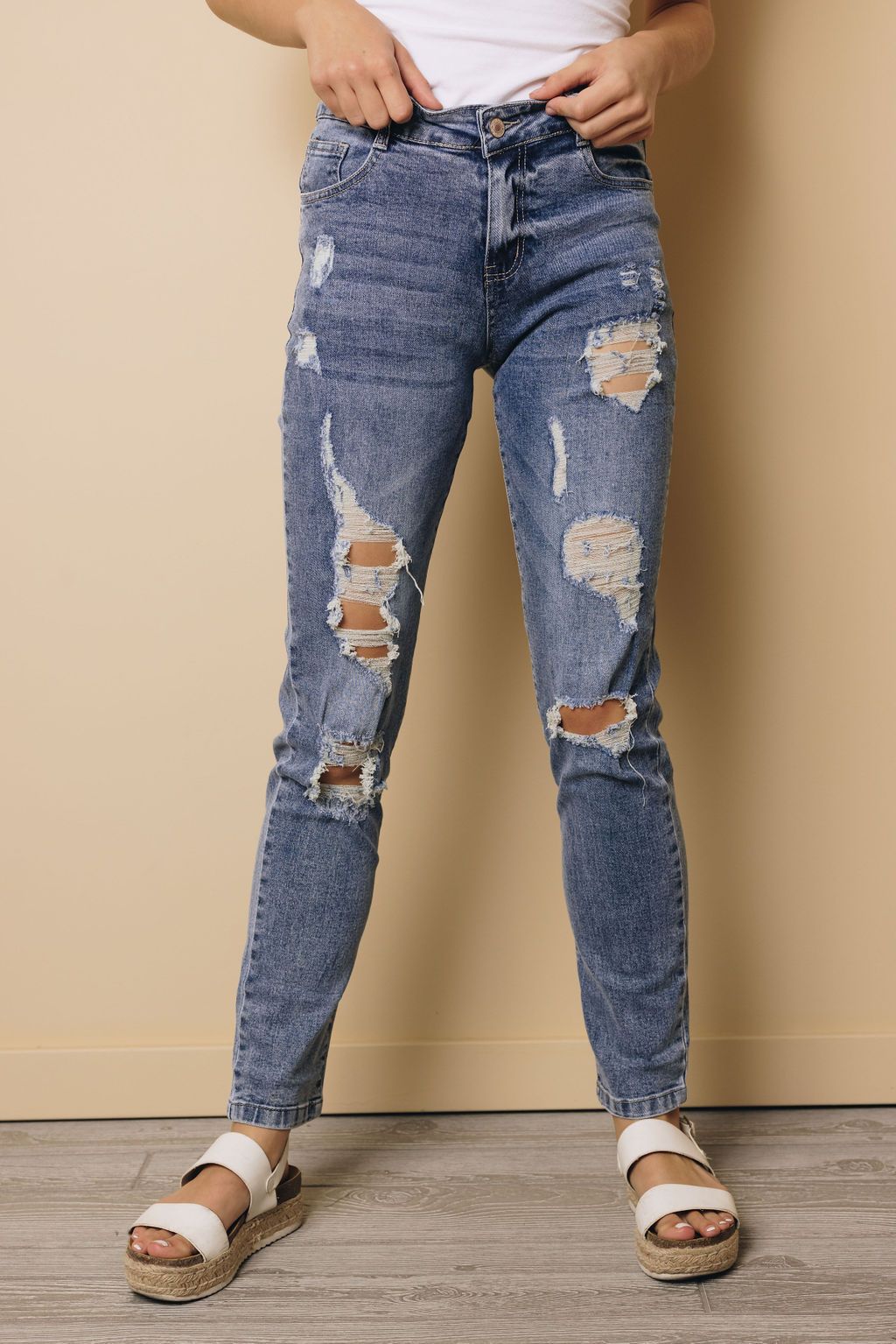Beach Bum Destroyed Boyfriend Jeans