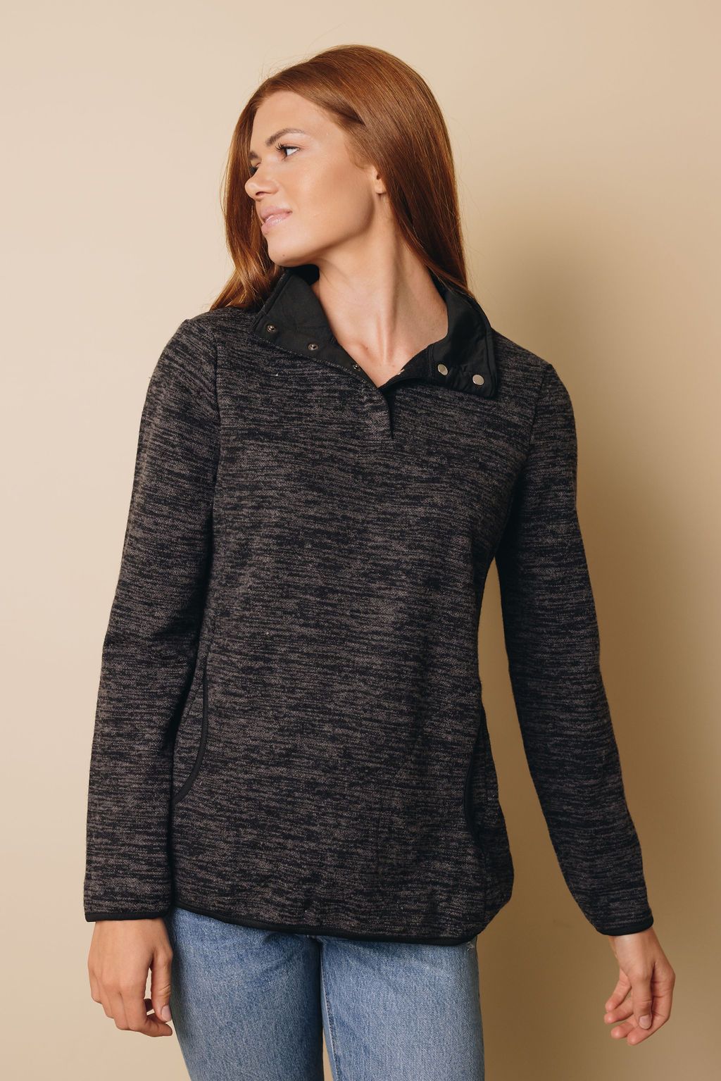 Turn-down Collar Pullover Sweatshirt