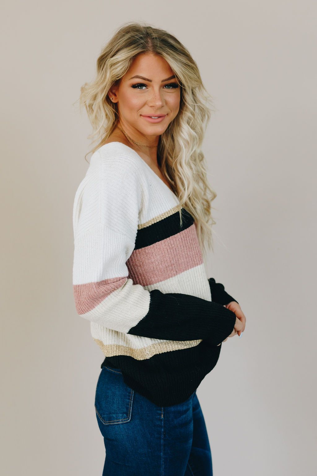 Candy Striped Knit Sweater