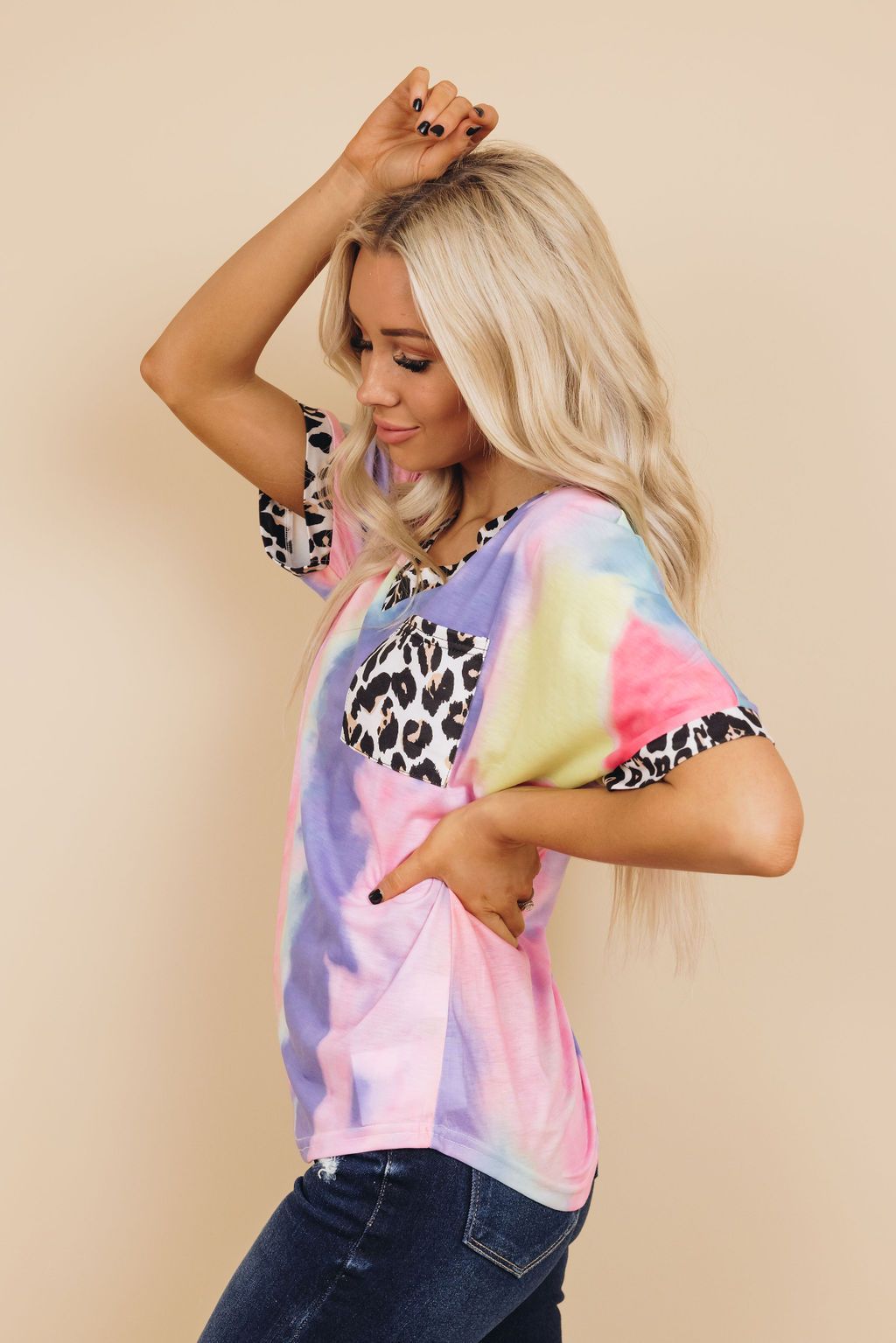 Exile Tie Dye Leopard Top