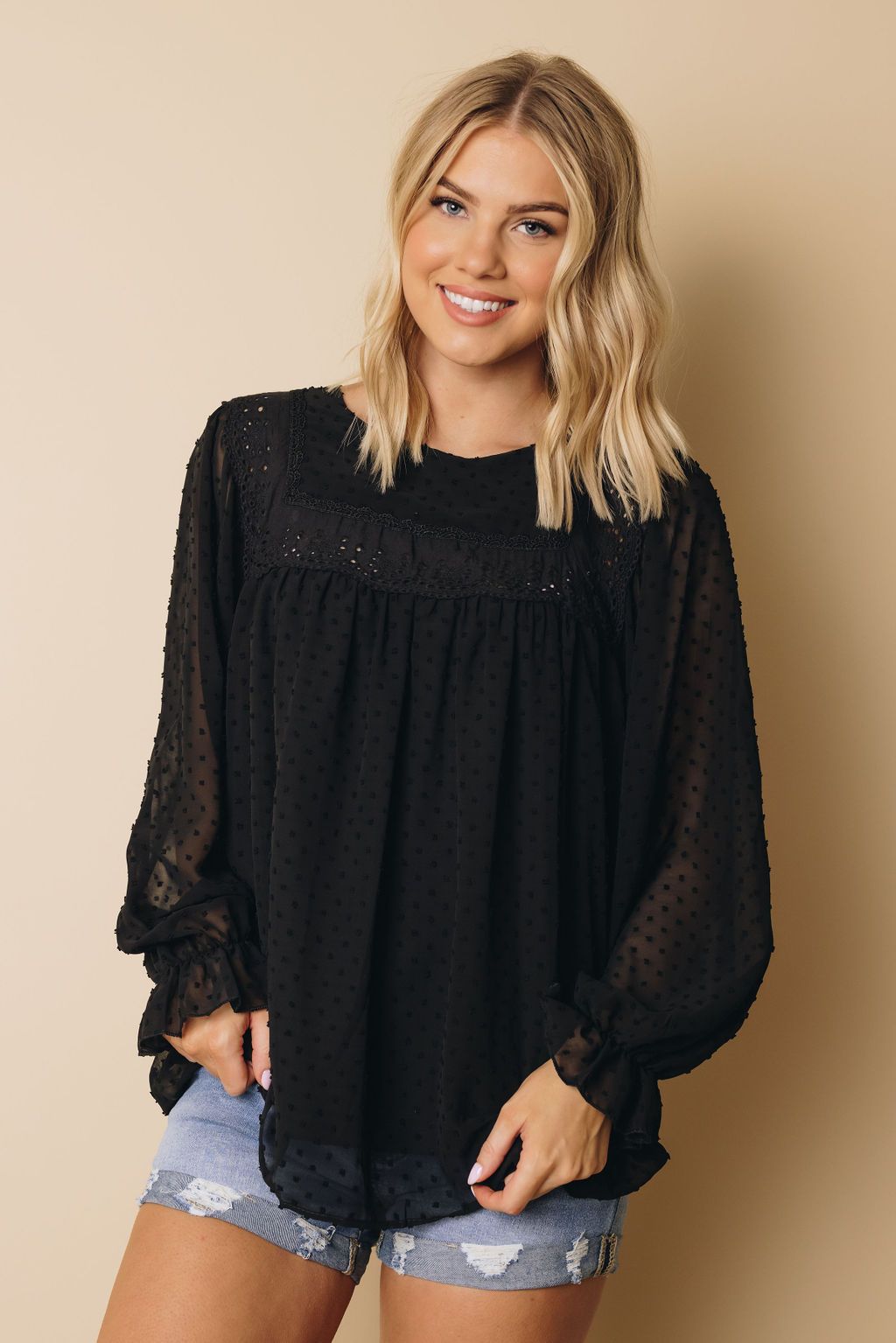 Lamas Ruffle Sleeve Blouse