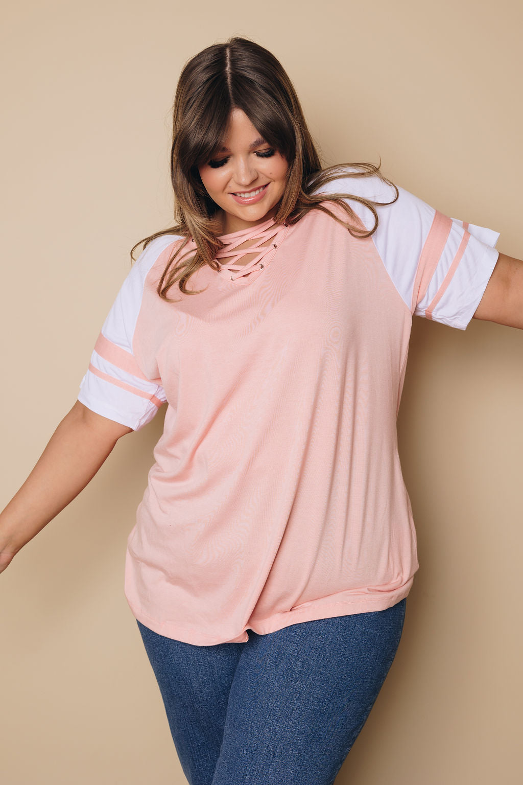Plus Size - Bailey Crisscross Neck Tee