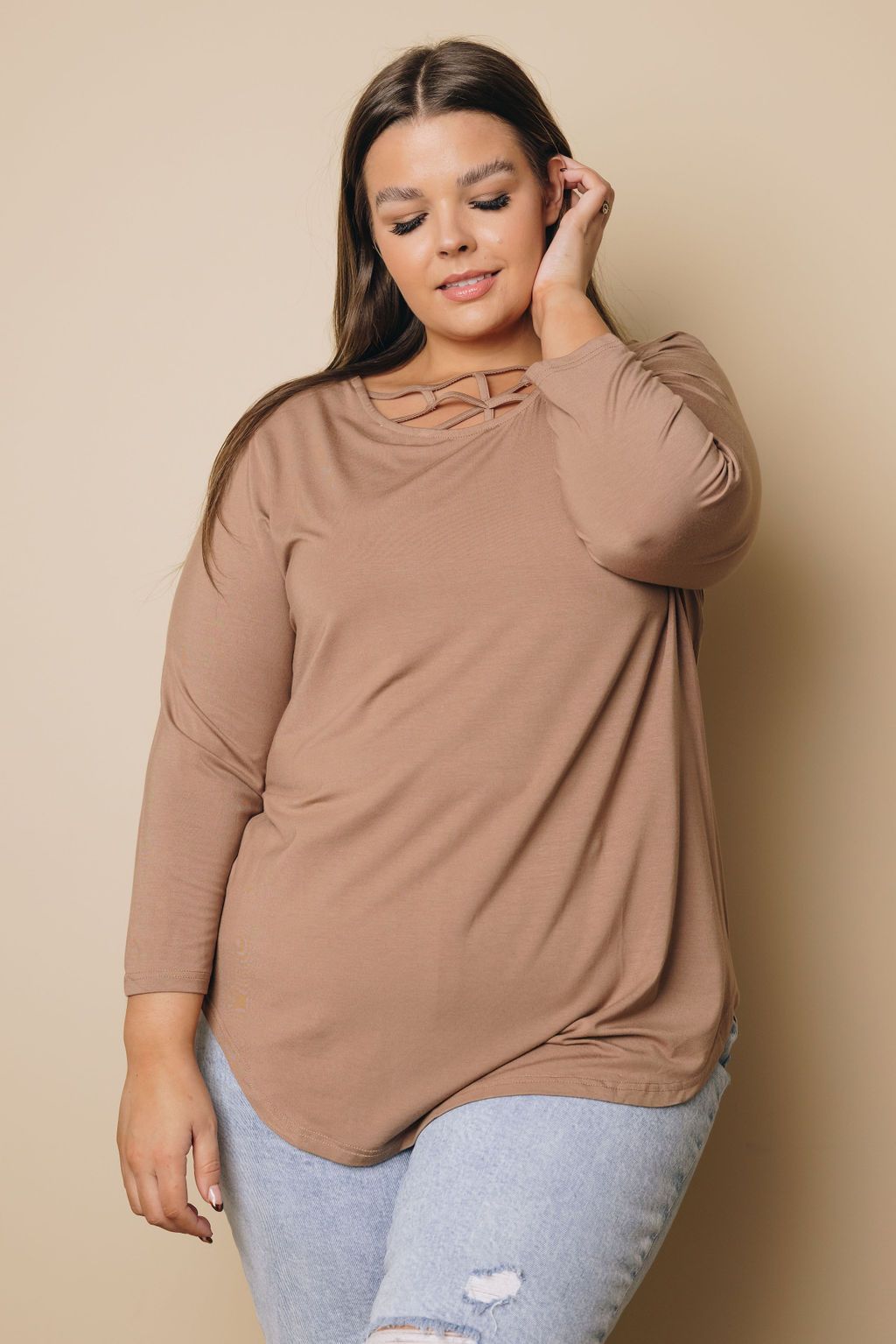 Plus Size - Laurel Criss Cross Long Sleeve