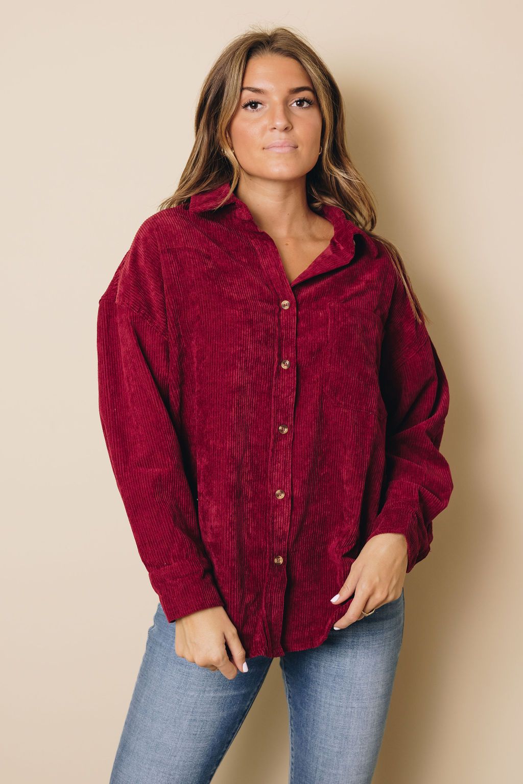 Hippen Corduroy Button Down Top