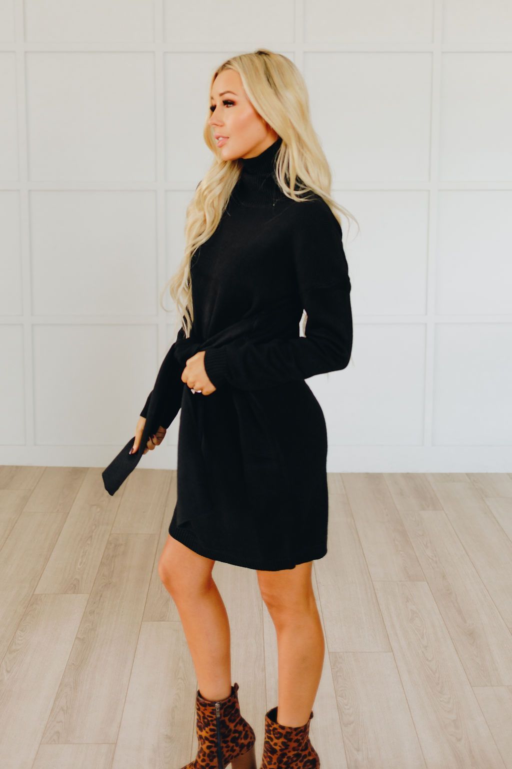All Tied Up Turtleneck Sweater Dress