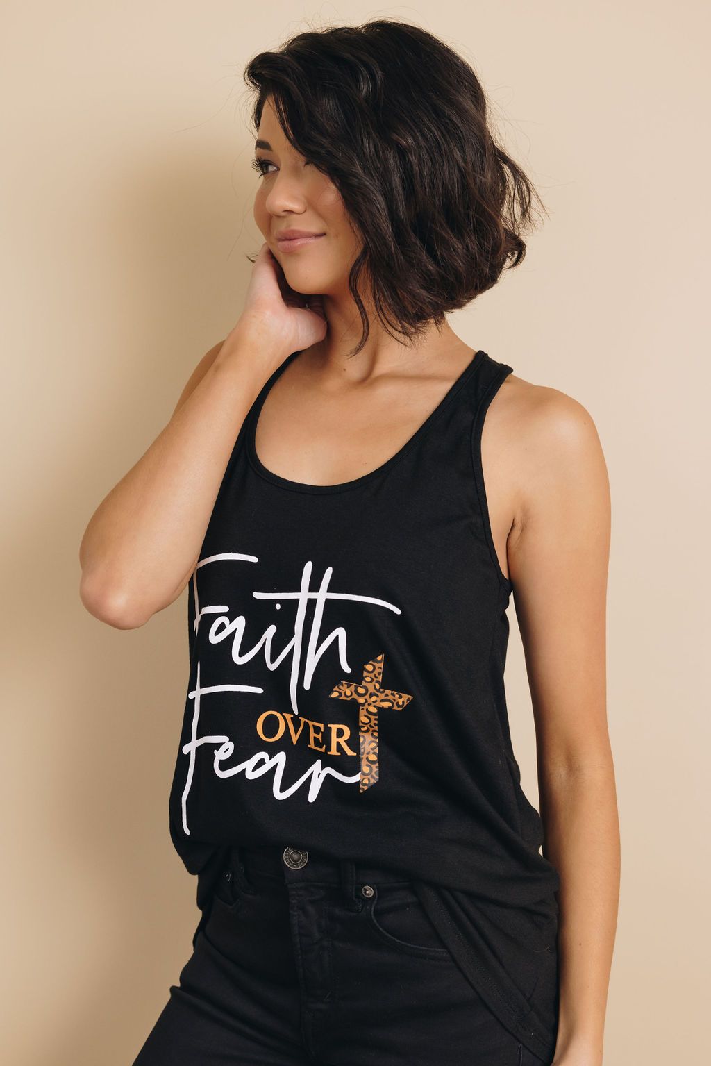 Faith Over Fear Leopard Tank