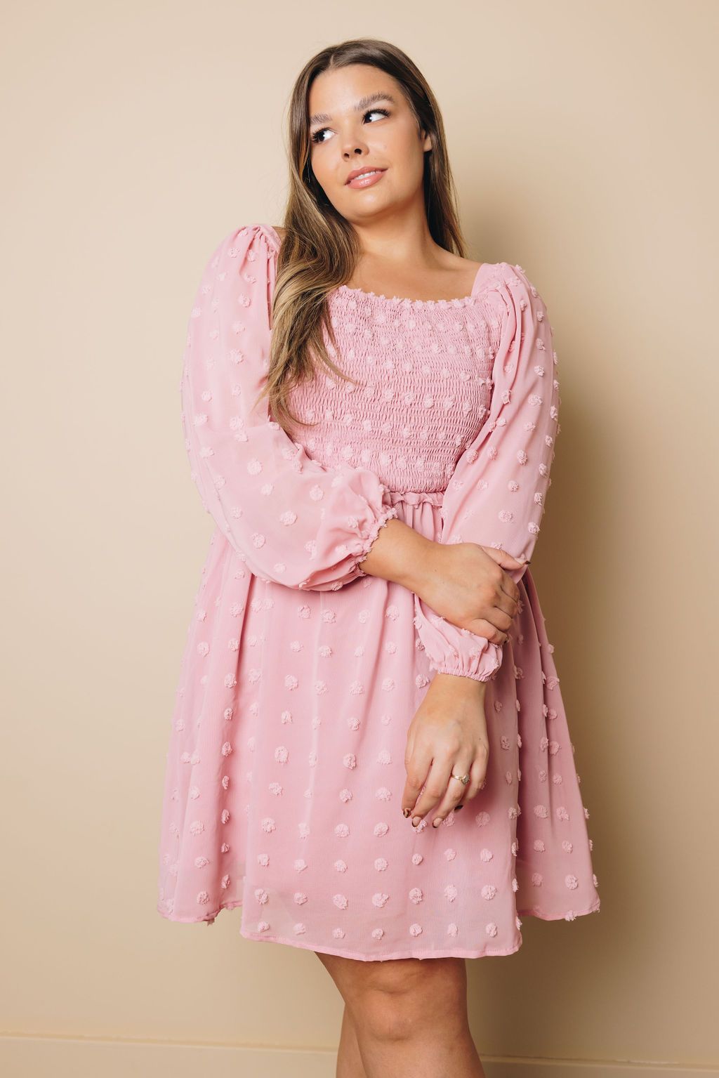 Plus Size - Cecilia Swiss Dot Dress