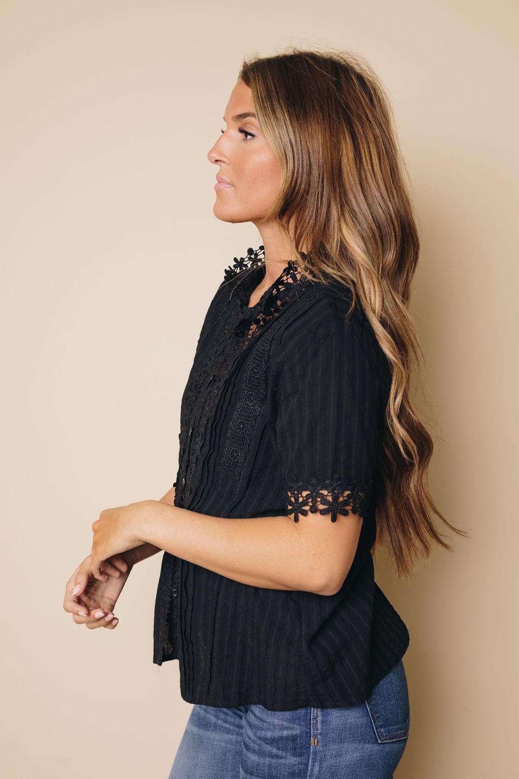 Higgins Lace Short Sleeve Top