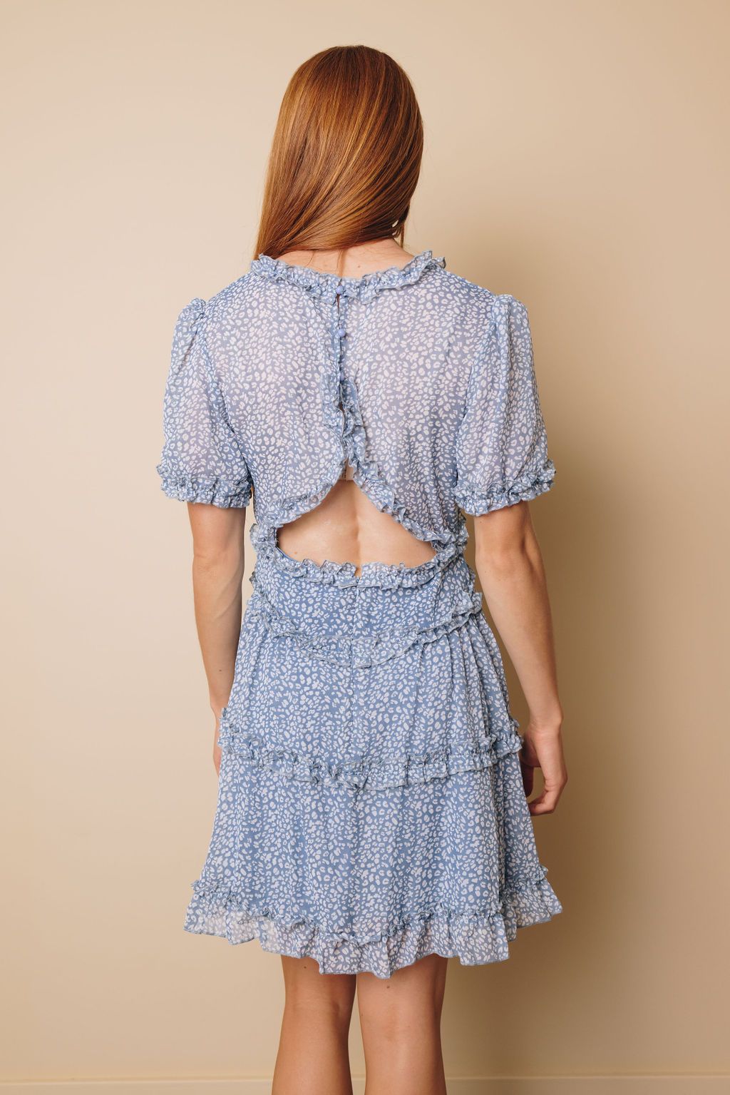 Before I Go Floral Ruffle Backless Mini Dress