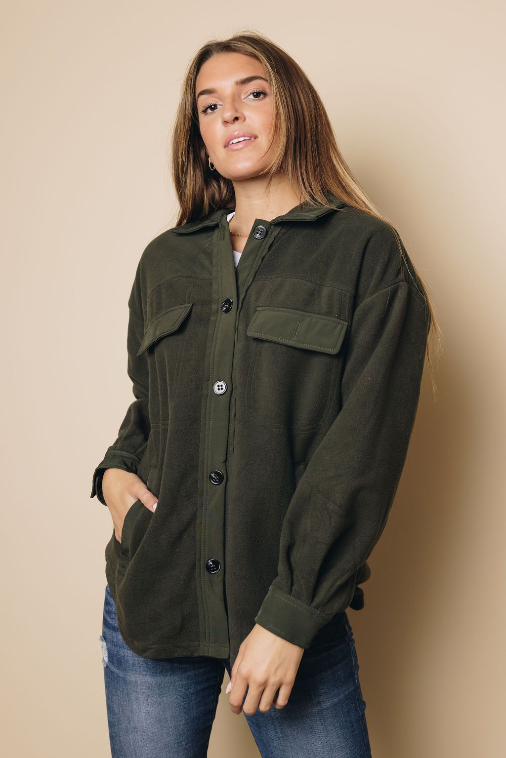 Jenna Buttoned Shirt Jacket