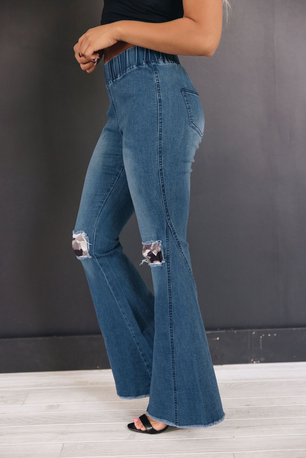 Be Happy Patched Flared Denim