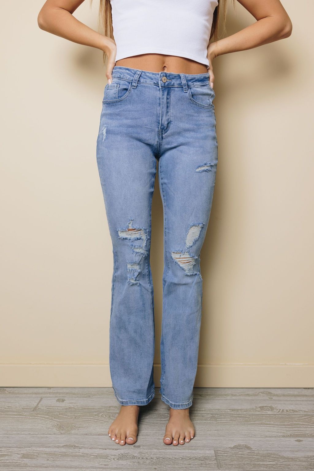 Logan Distressed Flare Jeans
