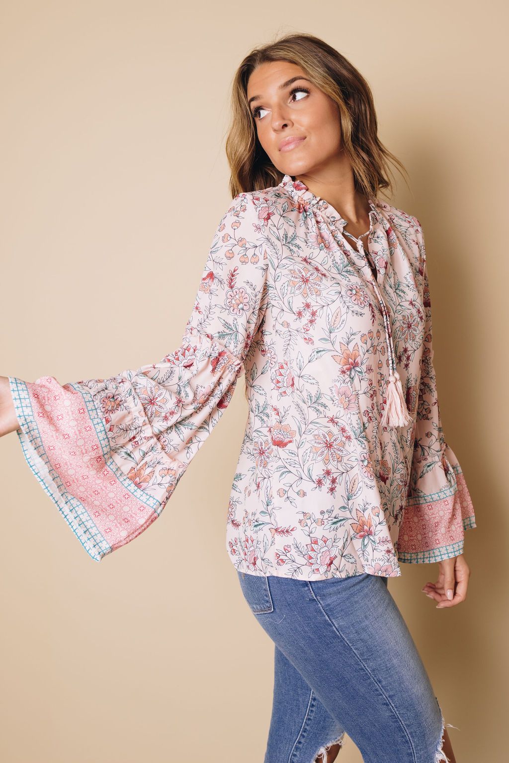 Nani Floral Flared Sleeve Top