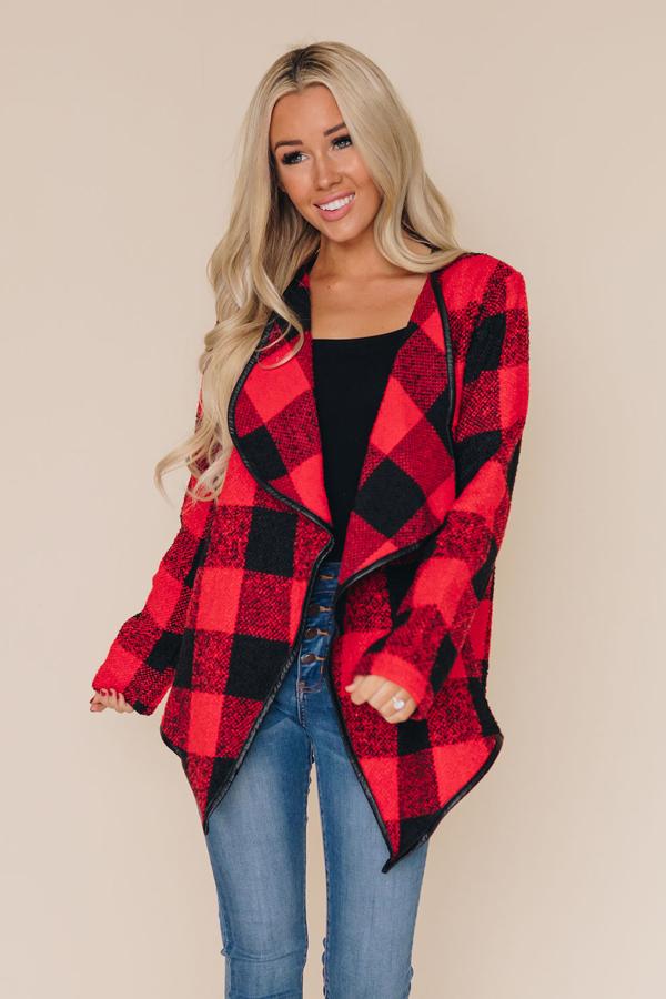 Staying Cozy Plaid Coat