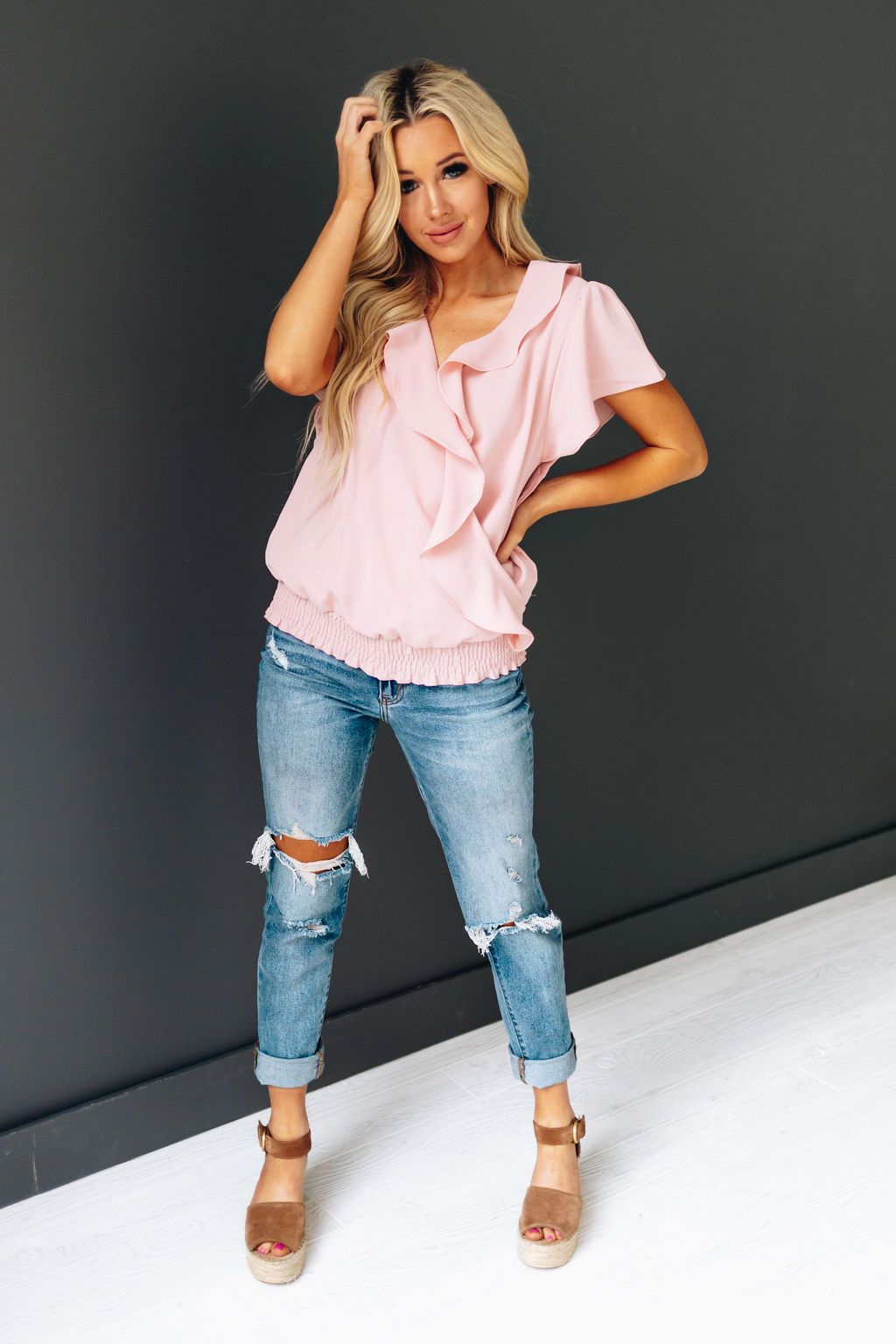 Live A Little Ruffle Detail Top