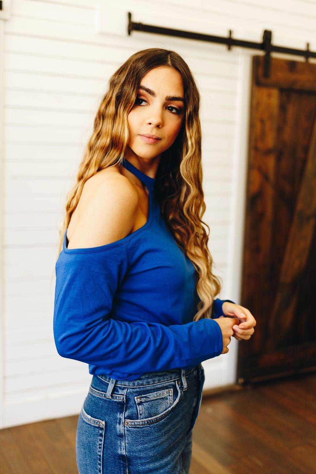 Hued Halter Long Sleeve Top