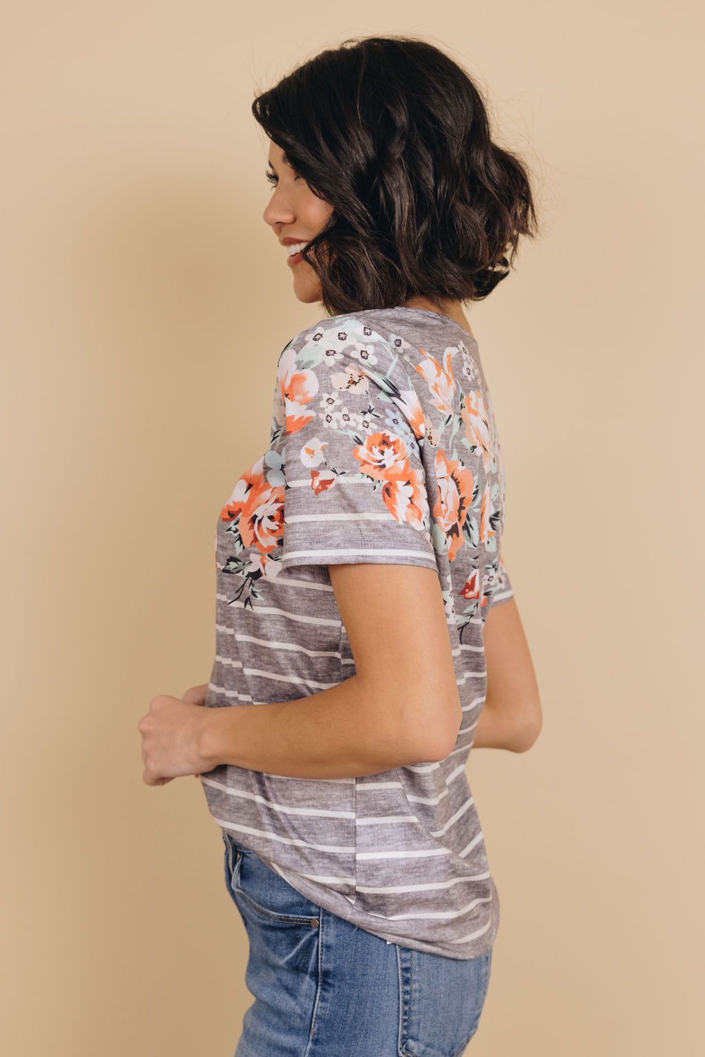 Kener Floral Stripe Tee