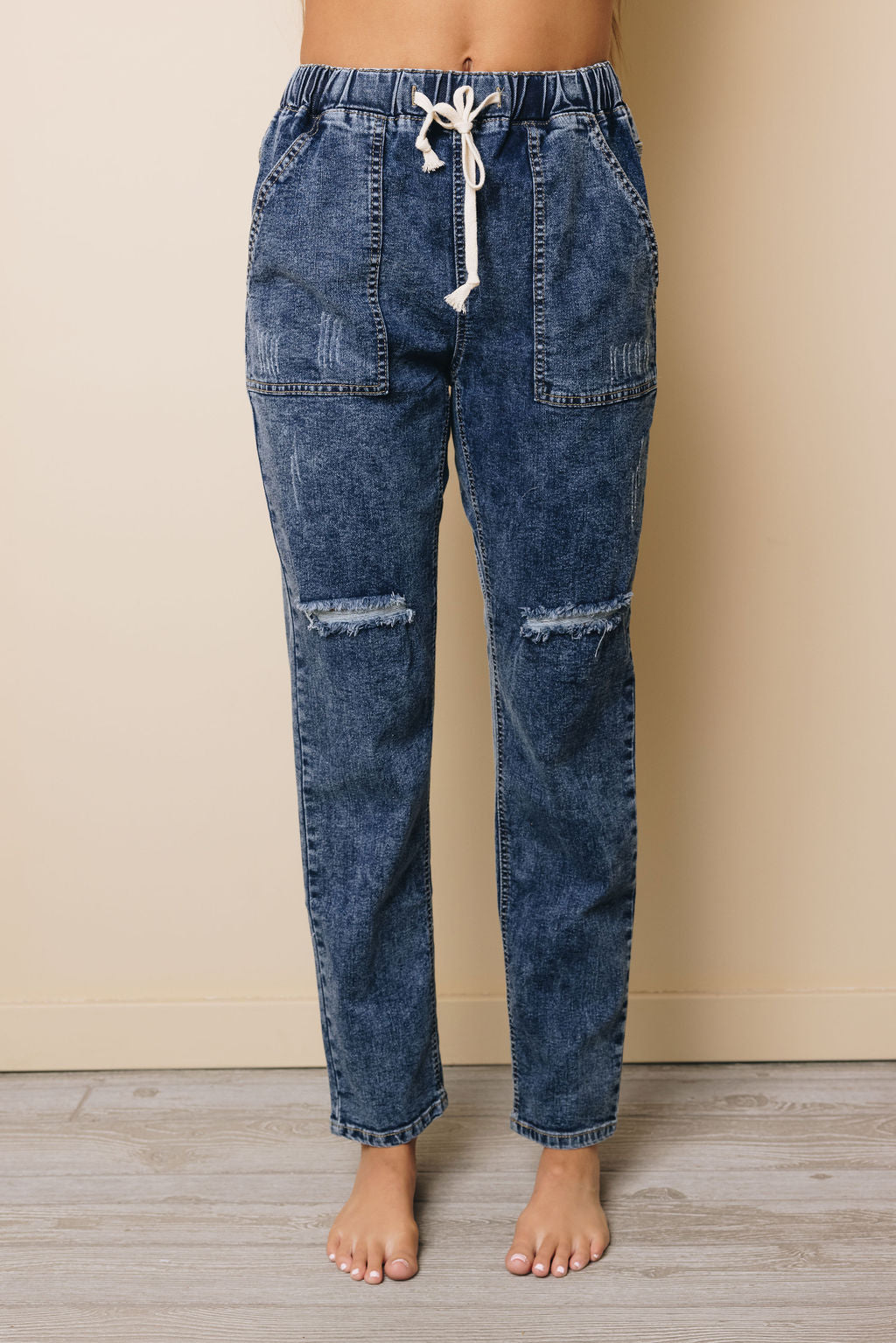 Cindy Drawstring Boyfriend Jeans