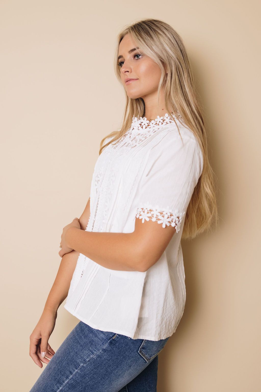 Higgins Lace Short Sleeve Top