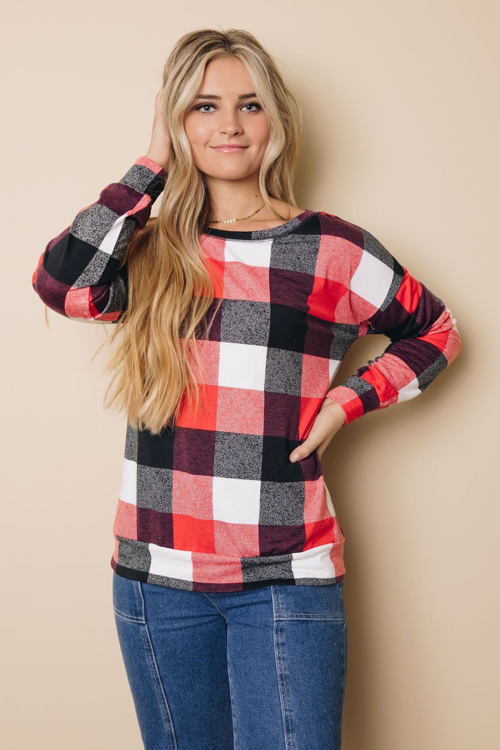 Cayleen Plaid Long Sleeve Top
