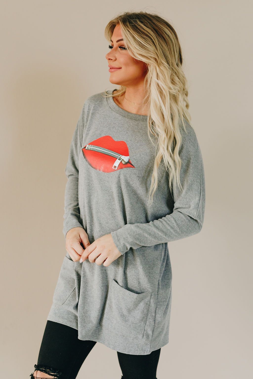 All Zipped Up Lips Pocket Tunic