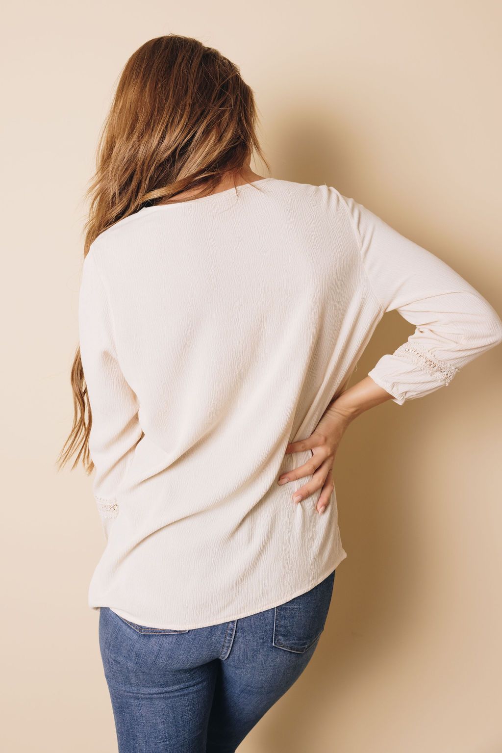 Ariana Button Up Lace Detail Top